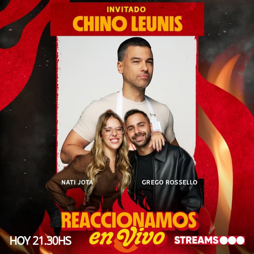 [#ElReactDeMC] HOY 21:30hs.Arg: @NatiJota y @GregoRossello reaccionan a una nueva Noche de Beneficios con los Mejores de la 2da Semana de #MasterChefCelebrity junto a <a href="/LeandroLeunis/">Chino Leunis</a>, el Locutor que volvio a la N°1 con este Desafio | Seguilo (EN VIVO) por #StreamsTLF en YT/TWT