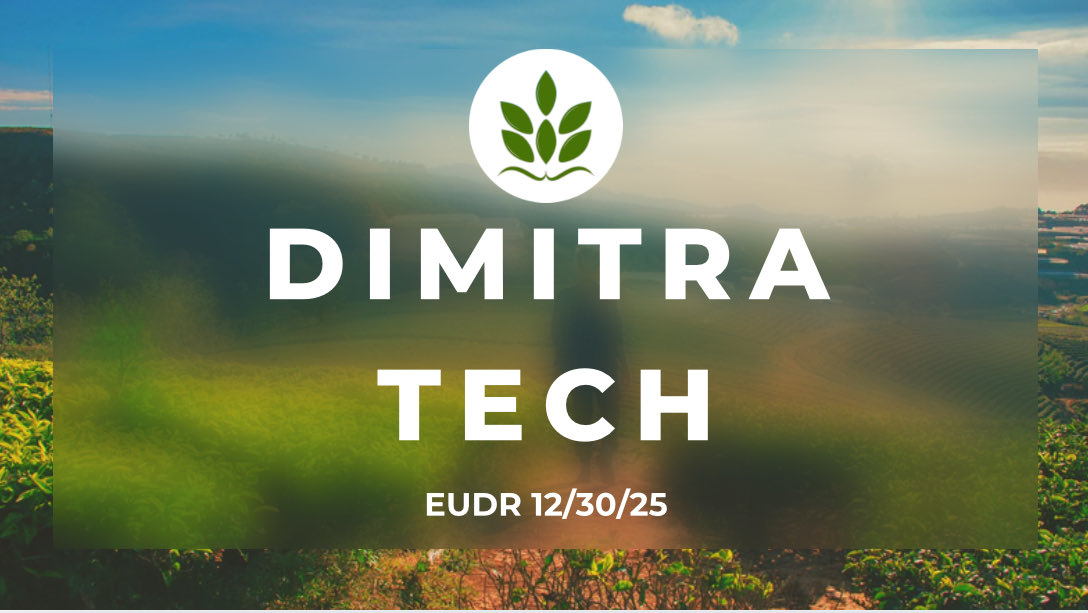 BrianneFrey's tweet image. 🔥 AMAZING NEWS for $DMTR 🥳

EUDR compliance kicks off DEC 30th. NO DELAY 🙌🏻

EUDR is set to bring in MASSIVE revenue for @dimitratech with 50% routed to buybacks. 

With environmental protocol revenue LIVE &amp;amp; yield prediction expected soon, DMTR is primed for explosive growth 🚀
