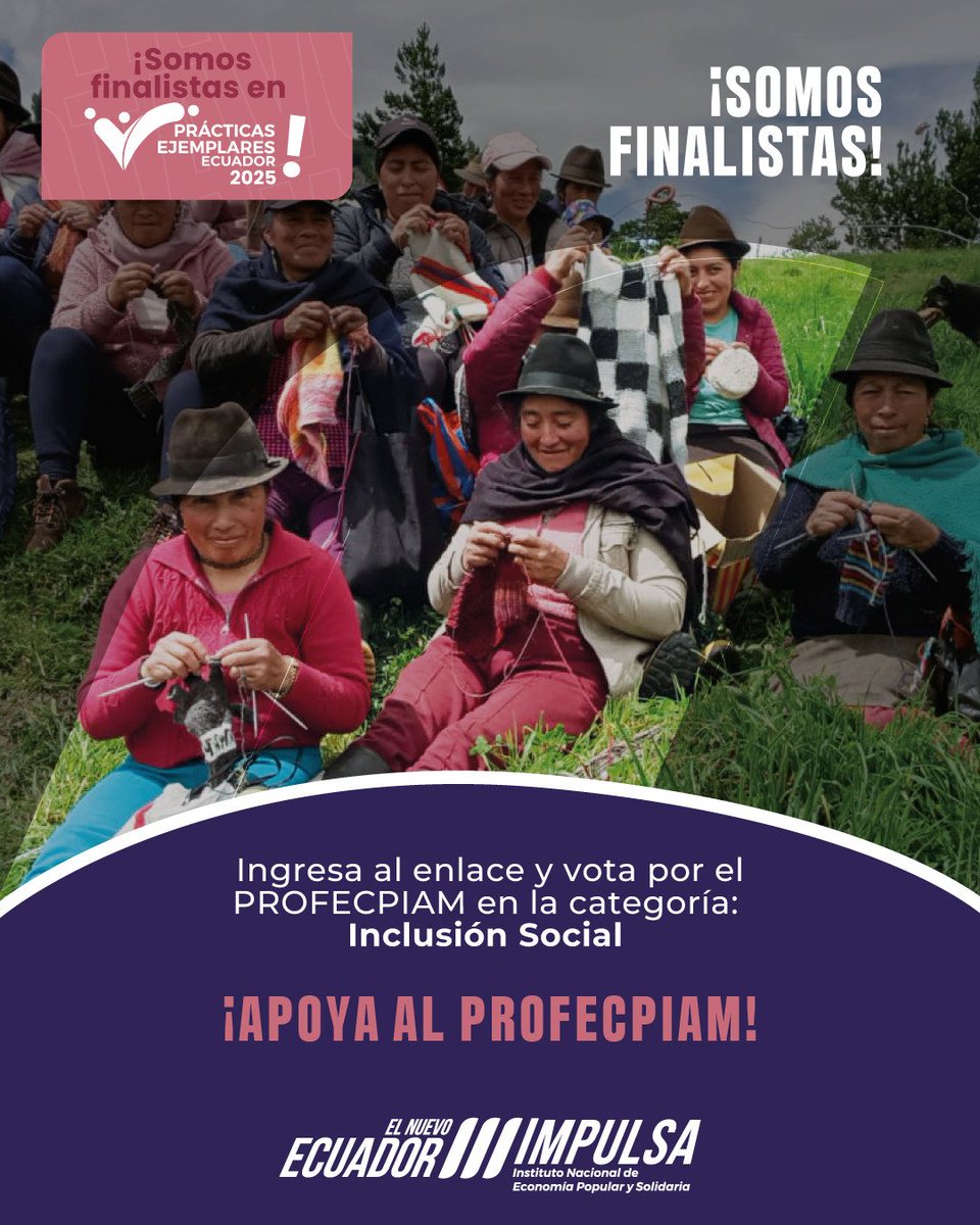 IEPS_Ec's tweet image. 🌱🎉 ¡El Proyecto #PROFECPIAM está entre las 61 prácticas finalistas del Concurso de Prácticas Ejemplares Ecuador 2025! 🙌

Este reconocimiento resalta nuestro trabajo junto a los Pueblos y Nacionalidades del 🇪🇨💪🏽

🗳️ ¡Apóyanos con tu voto! 👉 acortar.link/brNndF

#SomosEPS