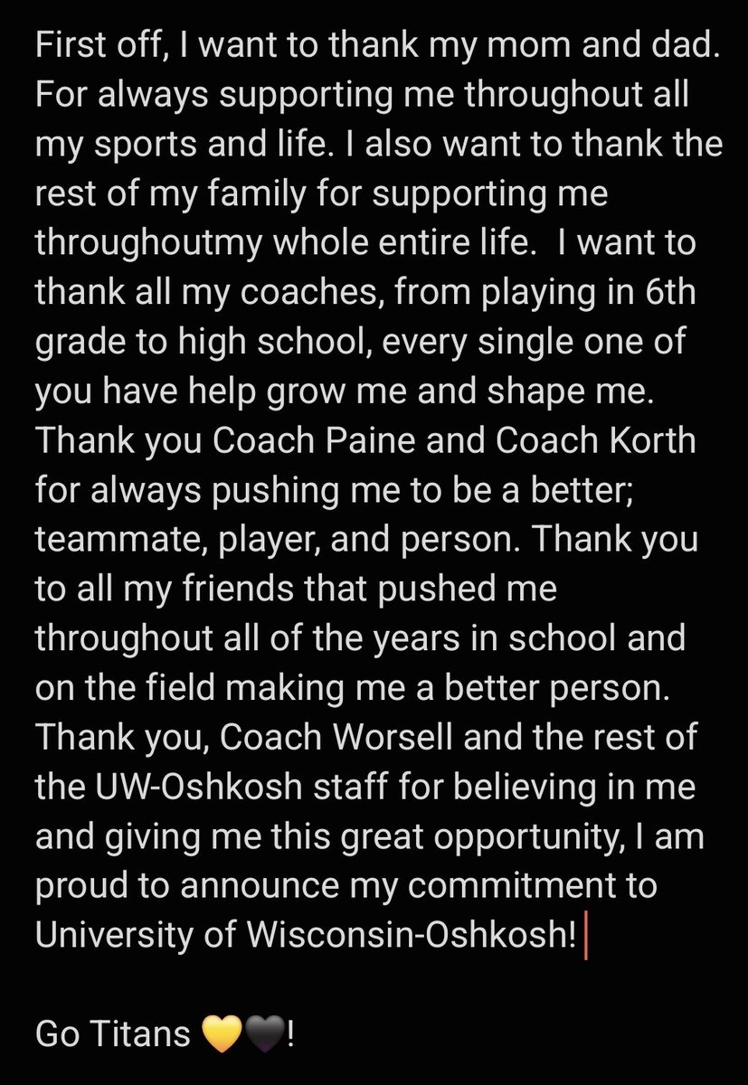 Committed 🟡⚫️!!!
<a href="/Coach_Worsell/">Rich Worsell</a> <a href="/PeteyBananas/">Peter Jennings</a> <a href="/Sergott71/">Eli Sergott</a> <a href="/MenashaFootball/">Menasha Football</a> <a href="/korthj/">Jeramie Korth</a> <a href="/MJ_NFLDraft/">Mark Johnson</a> <a href="/PrepRedzoneWI/">Prep Redzone Wisconsin</a> <a href="/FootballWiac/">WIAC Football Recruiting</a>