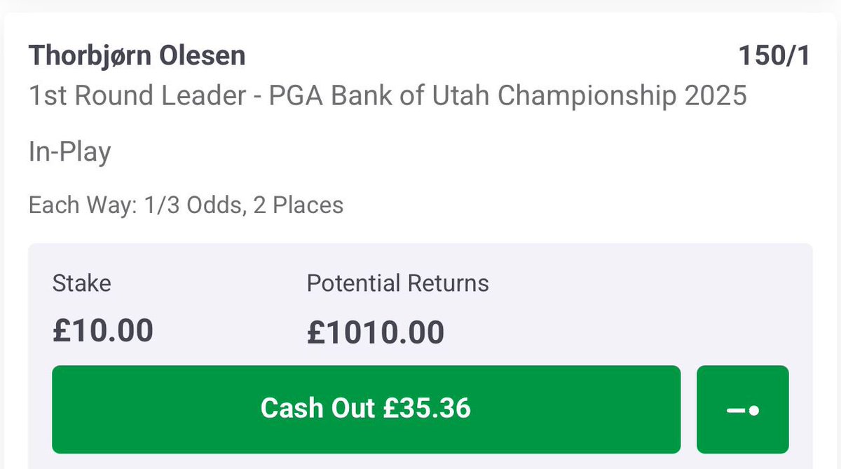 BetsRobin's tweet photo. #PGATour #golftips ⛳️ 
Need to monitor the Cash Out on the ⬇️ slips. Bookies took a risk at the time offering the big price! Let’s see how it plays out #GamblingX #sportsbettingpicks #GambleAware https://t.co/GTTYB3AfjR