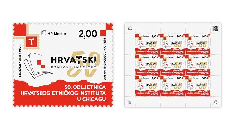 Croatian Post Mostar commemorates the Croatian Ethnic Institute in Chicago. linns.com/news/world-sta… #LinnsStampNews