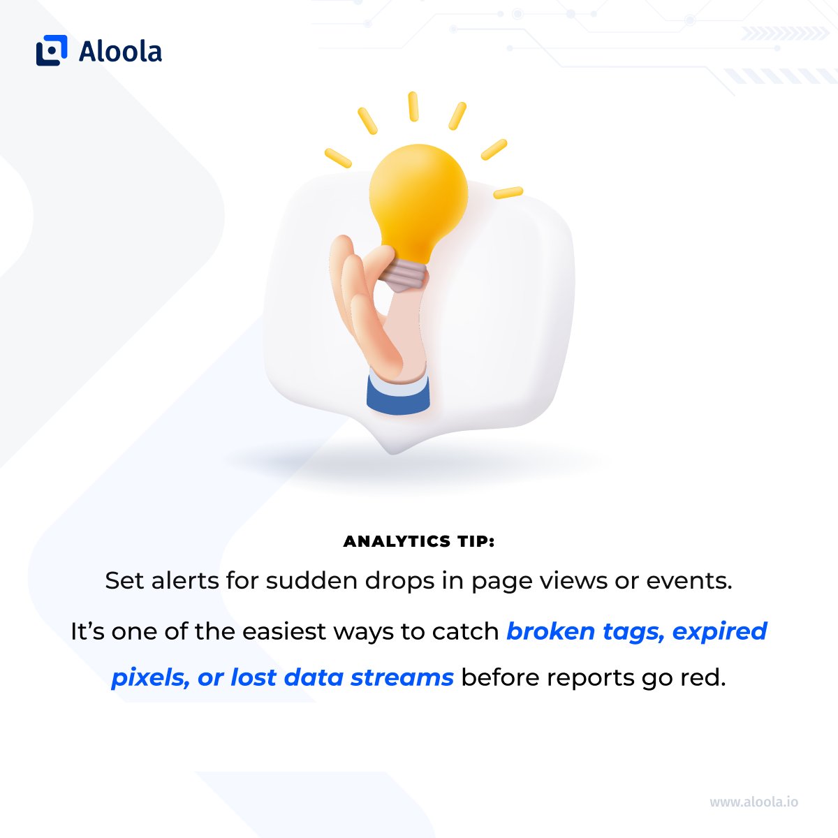 aloola_io's tweet image. Set alerts for sudden drops in page views or events.
It’s one of the easiest ways to catch broken tags, expired pixels, or lost data streams before reports go red.
#AnalyticsTip #DataMonitoring #Aloola