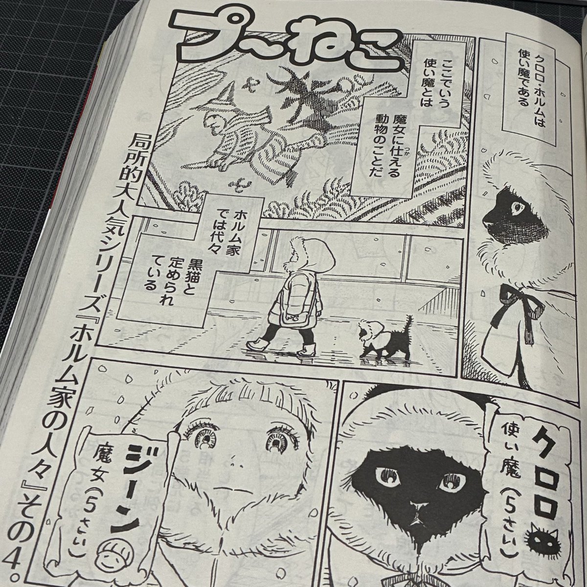 本日10月24日(金曜)発売の月刊アフタヌーン2025年12月号に『プ～ねこ(第257回)』が掲載されてます。5歳児の魔女とその使い魔がおつかいに出かける話です。よろしくどうぞ🐈‍⬛ 