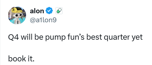 Alon: pumpfun airdrop coming soon
CZ:    Talk is cheap, $aster airdrop

Alon: Q4 will be pump fun’s best quarter yet
CZ:     Talk is cheap, $BNB airdrop

Alon: .......(Keep silent to prevent CZ do airdrops)