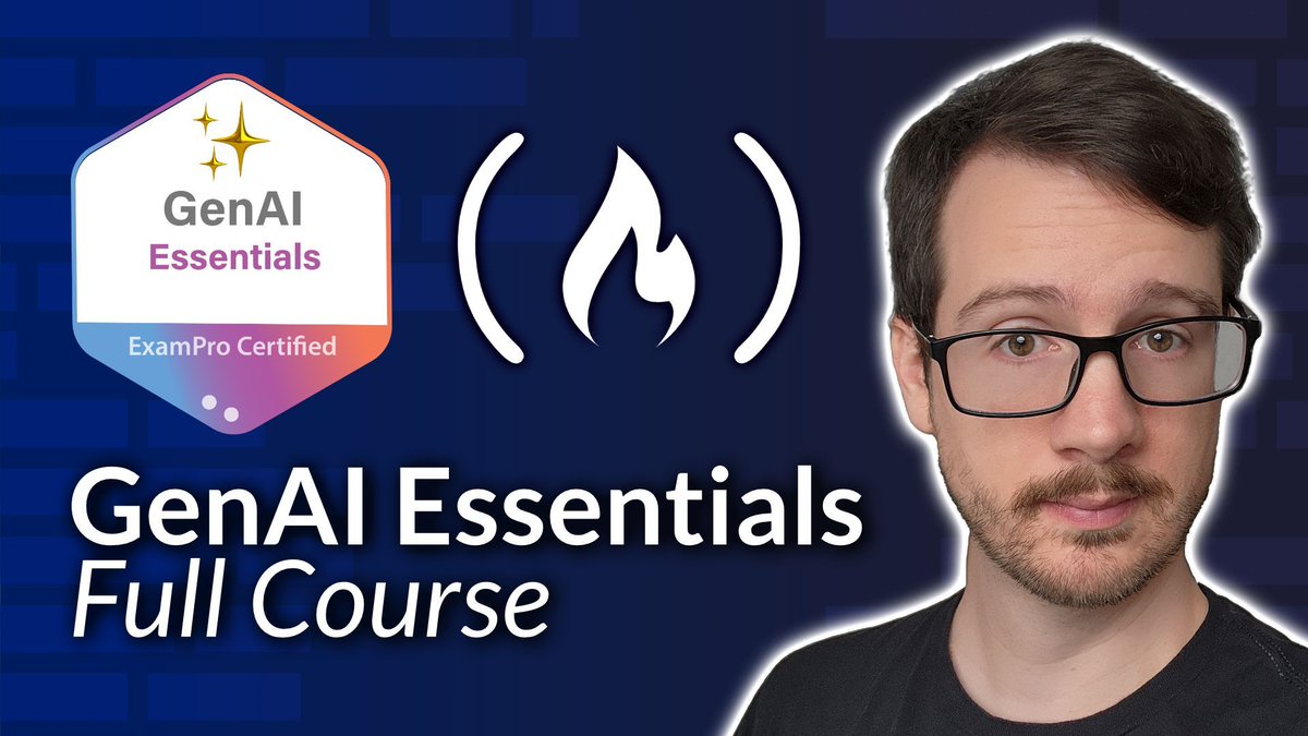 freeCodeCamp's tweet image. Learning how to work with AI in the cloud is an important skill for devs these days.
And in this 23 hour course, @andrewbrown teaches you all the fundamentals of Generative AI.
You'll learn about LLMs, AI assistants, prompt engineering, development tools, RAG, and more.…