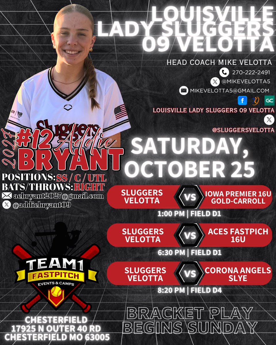 Come check us out again this weekend! ❤️🤍<a href="/sluggersvelotta/">Louisville Lady Sluggers 09 Velotta</a> <a href="/MikeVelotta5/">Mike Velotta</a> <a href="/awgrogs/">Adam Grogan</a> <a href="/LadySluggersOrg/">Louisville Lady Sluggers</a>