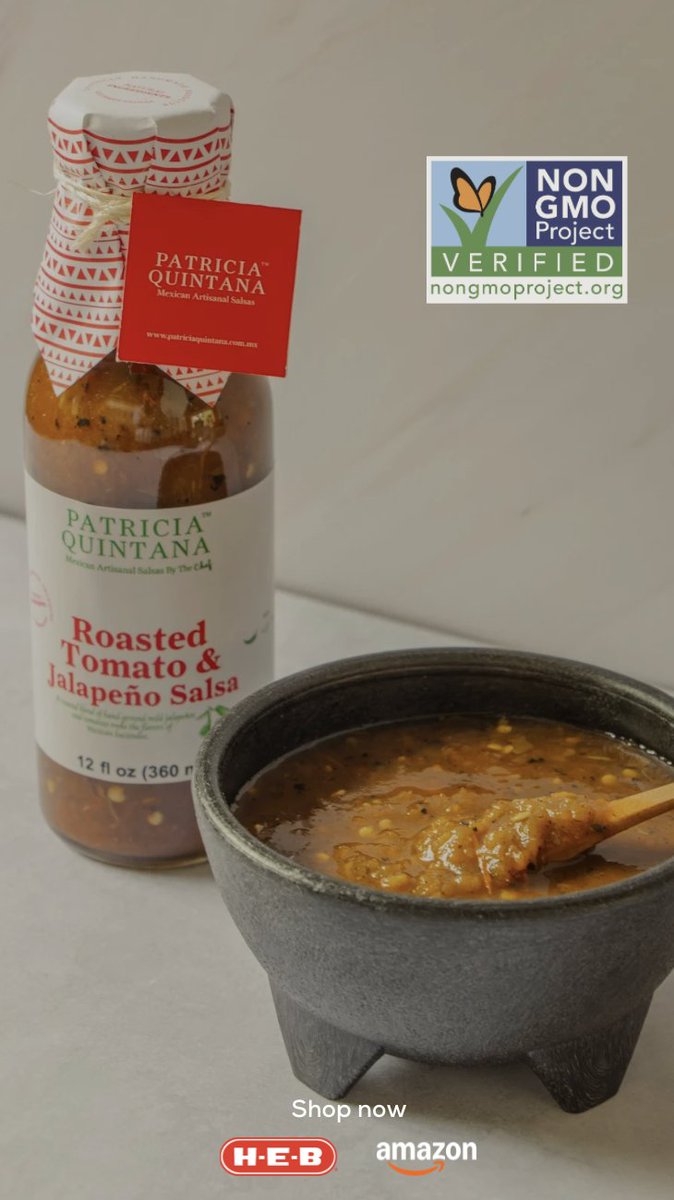 Now Non-GMO Certified!

Our Roasted Tomato &amp; Jalapeño Salsa by Patricia Quintana celebrates authentic Mexican flavor, crafted with natural ingredients and free from genetically modified organisms.
