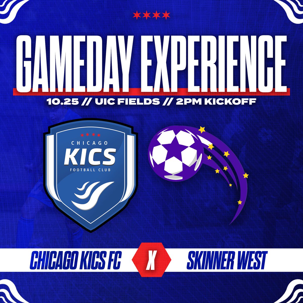 This week, we’re excited to host two special KICS Gameday Experiences, bringing together KICS players and local school students for a fun and friendly day on the field!

🔹 10/24 – Kenwood Academy
🔹 10/25 – Skinner West