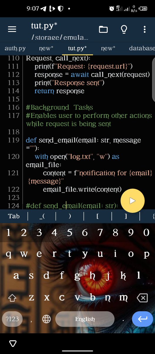 nuel36c's tweet image. DAY 25 OF CODING
Project is currently pending
All I did today was revise what I've learnt before
Middleware ✅
Background tasks ✅
File Upload ✅