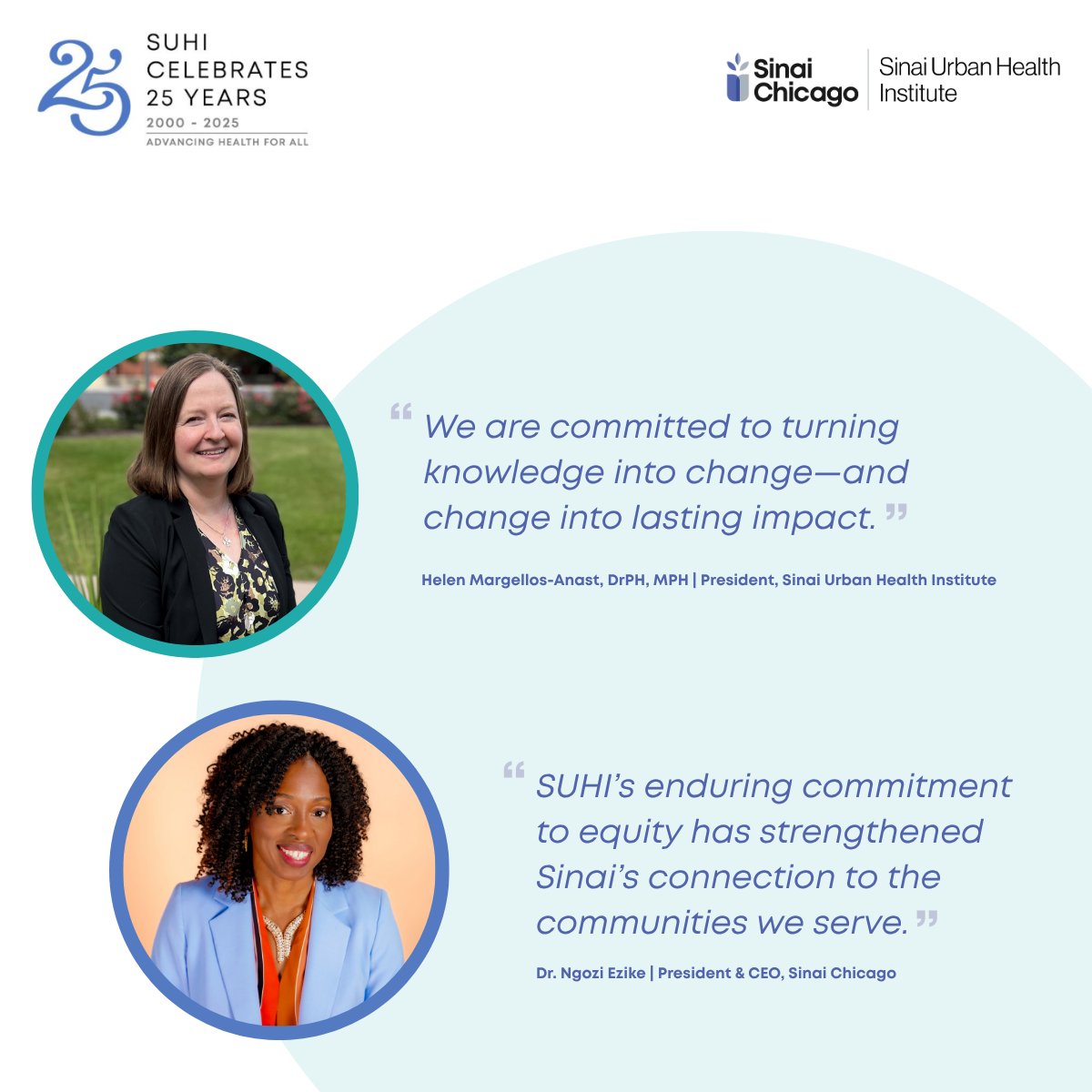 Coming soon! Learn more about the legacy of leadership and impact of Sinai Urban Health Institute in our 25th Anniversary Impact Report, available October 28, 2025. 

#SUHI25 #Leadership #HealthEquity