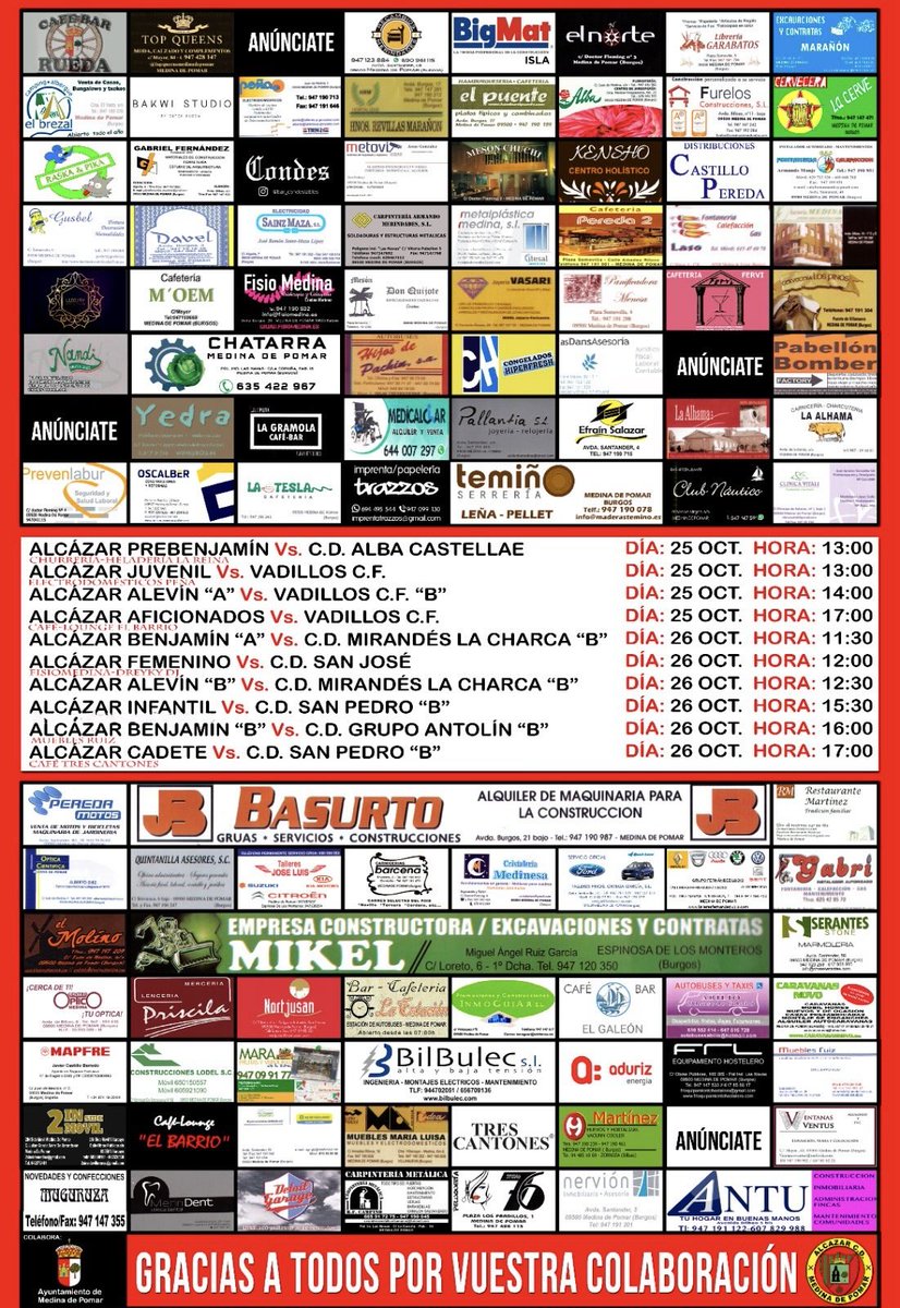 🏠PARTIDOS EN CASA🏠
⚽ ¡Fin de semana completo! ⚽
💪 Todos nuestros equipos del Alcázar C.D. juegan este finde  en nuestro campo 
🏟️Chuspe
📅 Los horarios en el cartel 
🔥 ¡Venid a apoyarnos y disfrutar de un fin de semana lleno de fútbol y emoción! 
💥Os esperamos a todos! 💥
