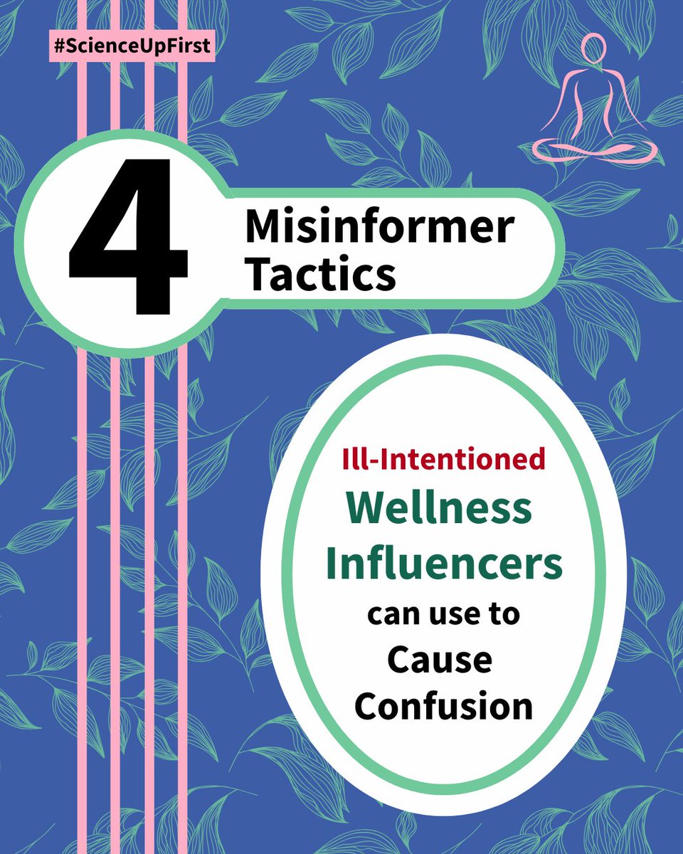 ScienceUpFirst's tweet image. Wellness influencers often use misinformer tactics to persuade. We’ve already discussed 4 tactics in a previous post, but here are 4 more 👇

scienceupfirst.com/misinformation…

#ScienceUpFirst