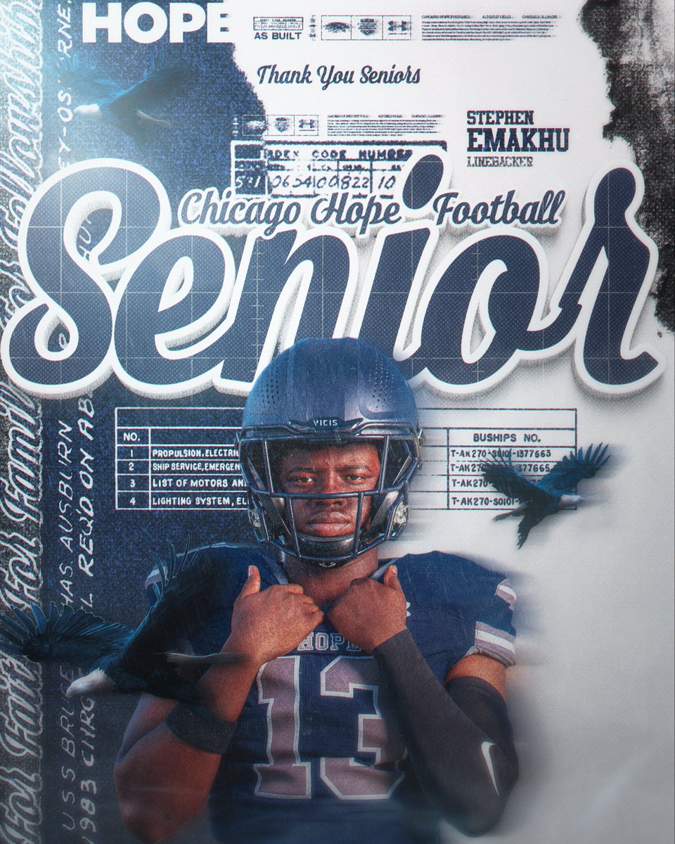Senior night this Fri vs Chicago Christian 
# 13 Stephan Emakhu Linebacker 
🏈 #FlyEaglesFly 🦅 <a href="/chihopeacademy/">Chicago Hope Academy</a>