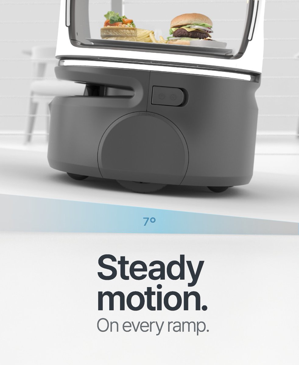 bearrobotics's tweet image. Designed for real-world scenarios, Servi Plus maintains smooth motion on ADA ramps up to 7°. 
#serviplus #bearrobotics #restaurantautomation #foodservicetech #hospitalityrobots #smartrestaurants #roboticsolutions