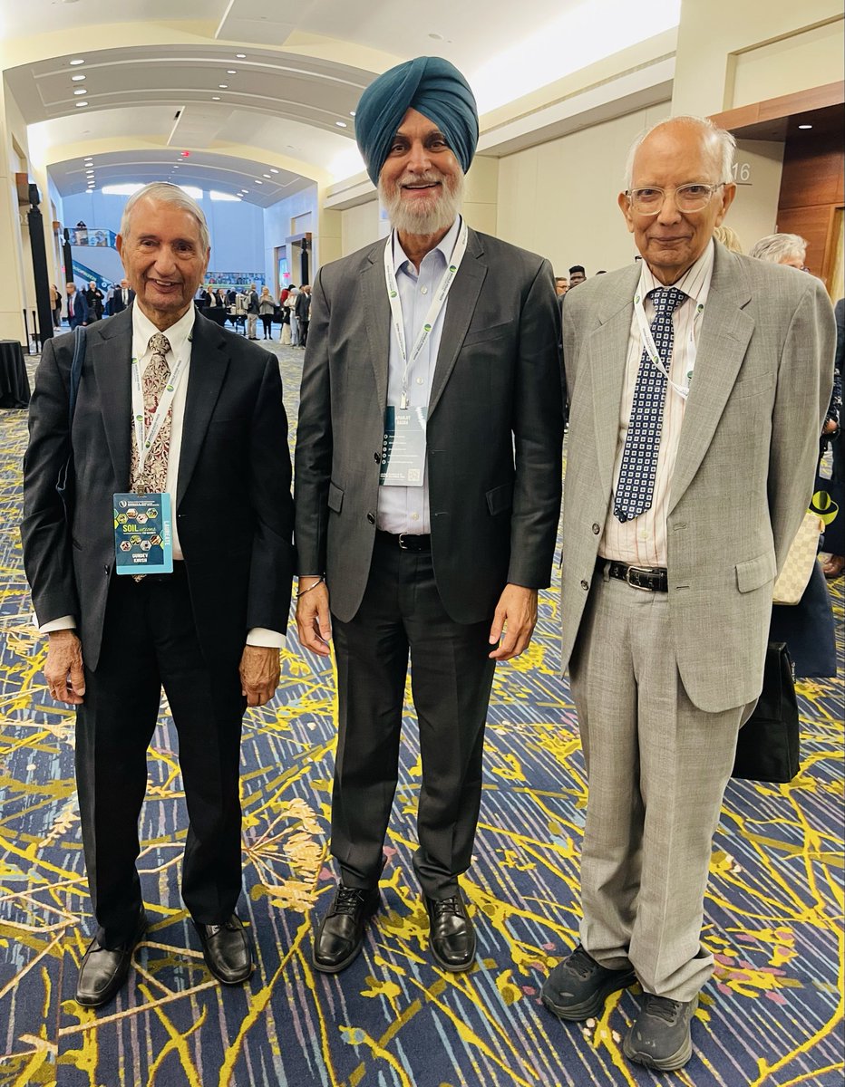 asbasra's tweet photo. An unforgettable moment at the 2025 World Food Prize Borlaug Dialogue — standing between two towering figures in agricultural science: Dr. Gurdev Singh Khush, the father of modern rice, and Dr. Rattan Lal, the savior of soil. Their pioneering work quite literally feeds the world. https://t.co/Moc6D5Sc39