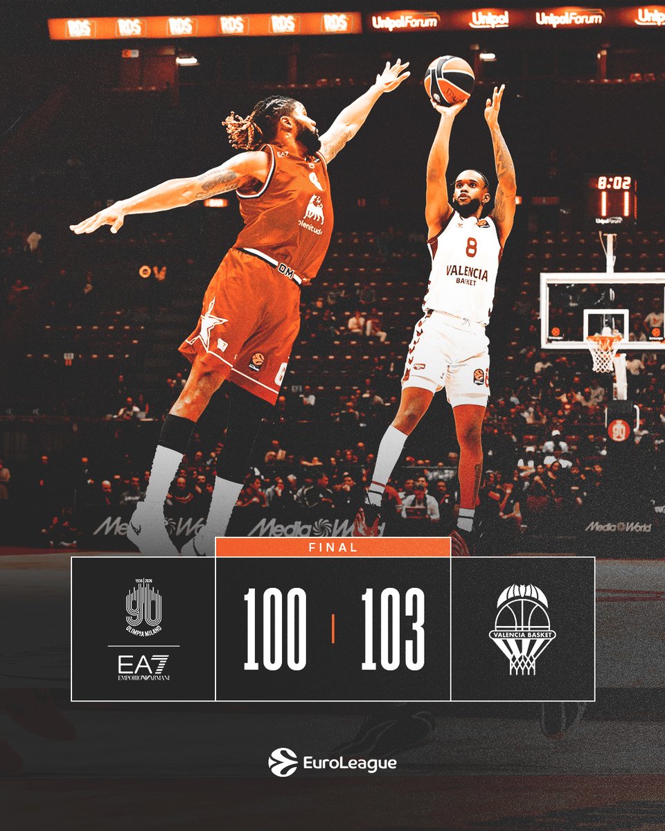 VAMOOOOOOOOOOOS 🧡

🔥 ¡¡Nos llevamos la victoria de Milán!! 🔥

🏆 J6 <a href="/EuroLeague/">EuroLeague</a>
🔴 <a href="/OlimpiaMI1936/">Olimpia Milano</a> 100
🟠 <a href="/valenciabasket/">Valencia Basket Club</a> 103
🤝 <a href="/MGS_Seguros/">MGS Seguros</a> 

¡Jueves de doblete! 🧡
¡Jueves apto para el cancaneo! 

¡¡Nos vemos el domingo, familia!!