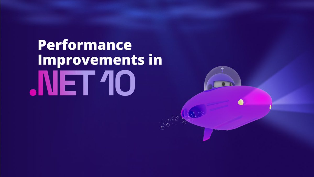 dotnet's tweet image. Dig into hundreds of the small but meaningful and compounding performance improvements since .NET 9 that make up .NET 10’s story.
Learn more, msft.it/6012sfA34
#dotNET