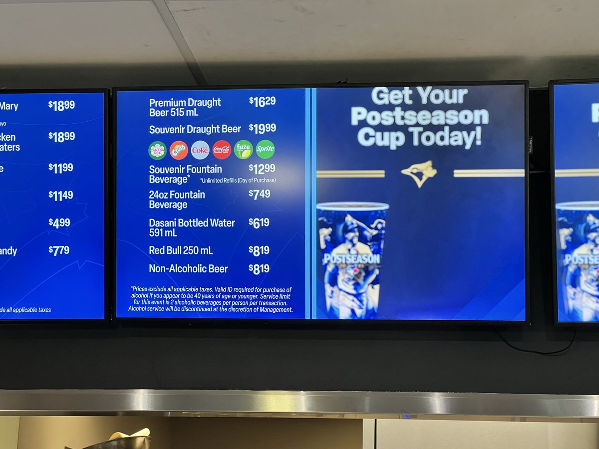 ArashMarkazi's tweet image. A look at some of the concession prices at Rogers Centre for the World Series.