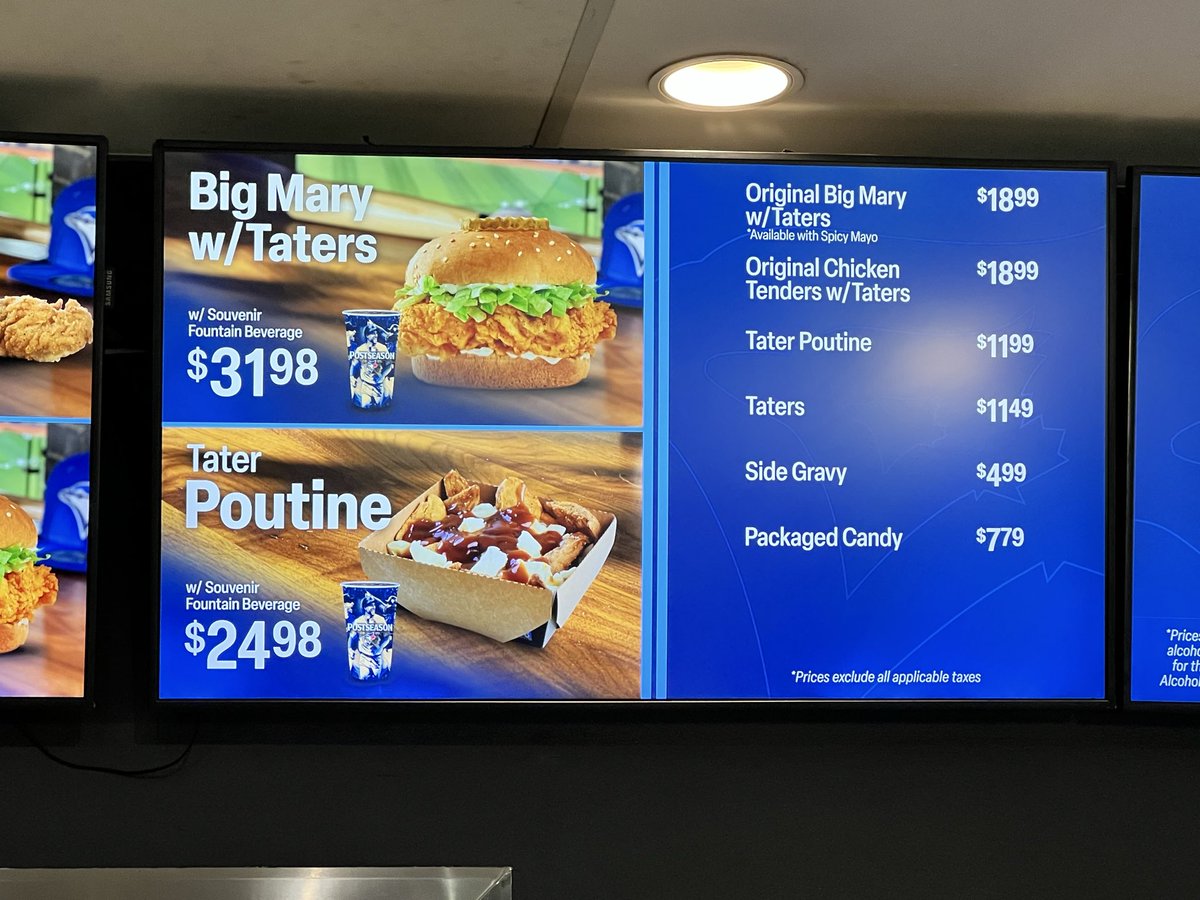 ArashMarkazi's tweet image. A look at some of the concession prices at Rogers Centre for the World Series.