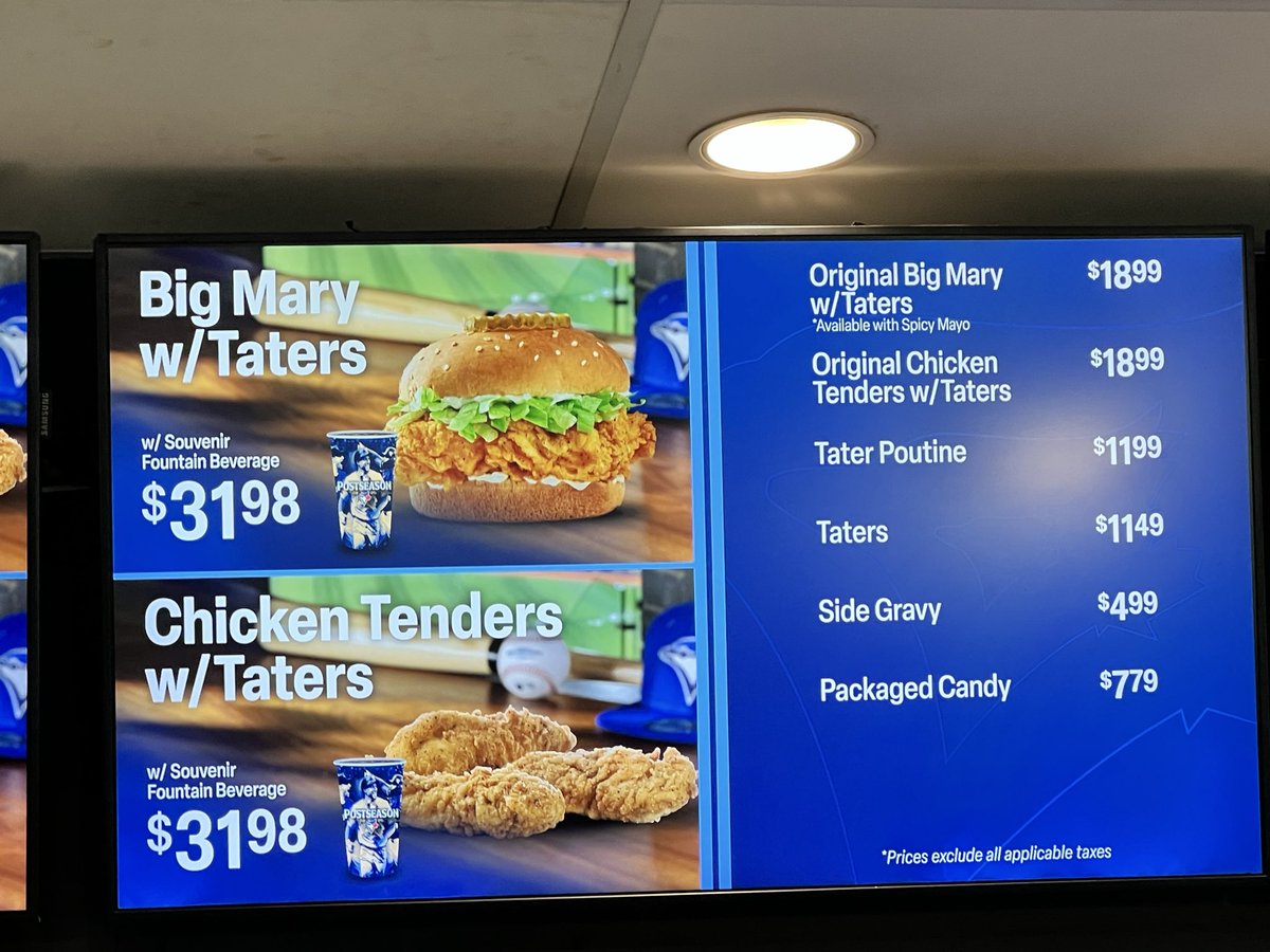 ArashMarkazi's tweet image. A look at some of the concession prices at Rogers Centre for the World Series.