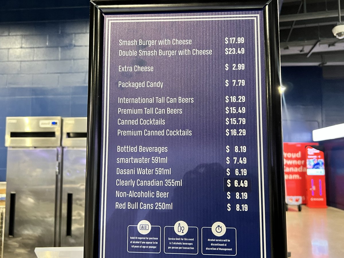 ArashMarkazi's tweet image. A look at some of the concession prices at Rogers Centre for the World Series.