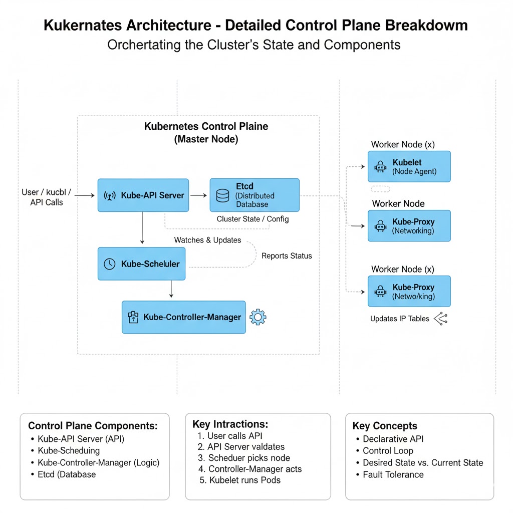 e_opore's tweet image. Kubernetes Architecture & Components
 Overview
Kubernetes (K8s) is an open-source container orchestration platform that automates the deployment, scaling, and management of containerized applications. It follows a master-worker node architecture for control and execution.…