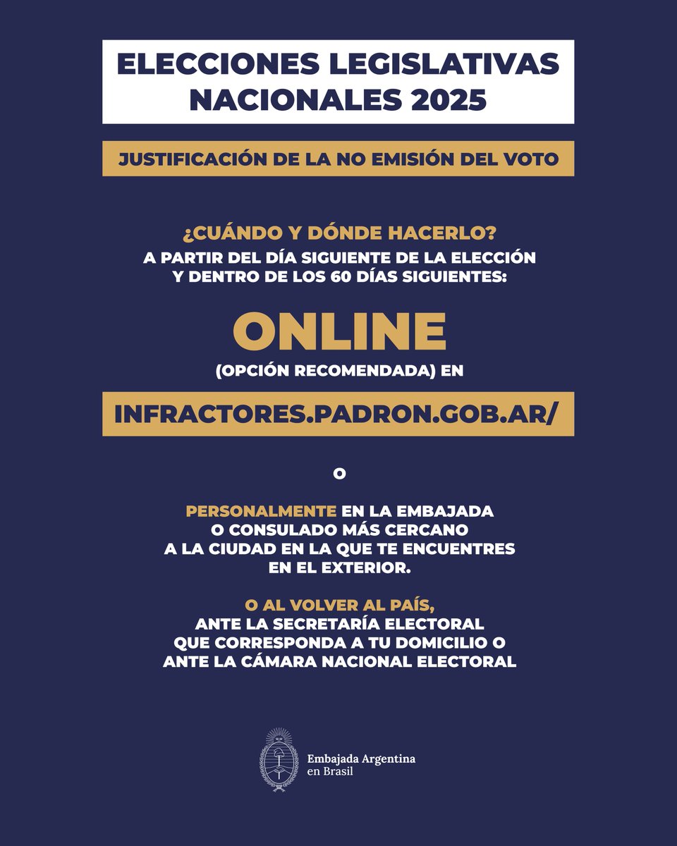 ELECCIONES 2025: Justificación no emisión del voto.