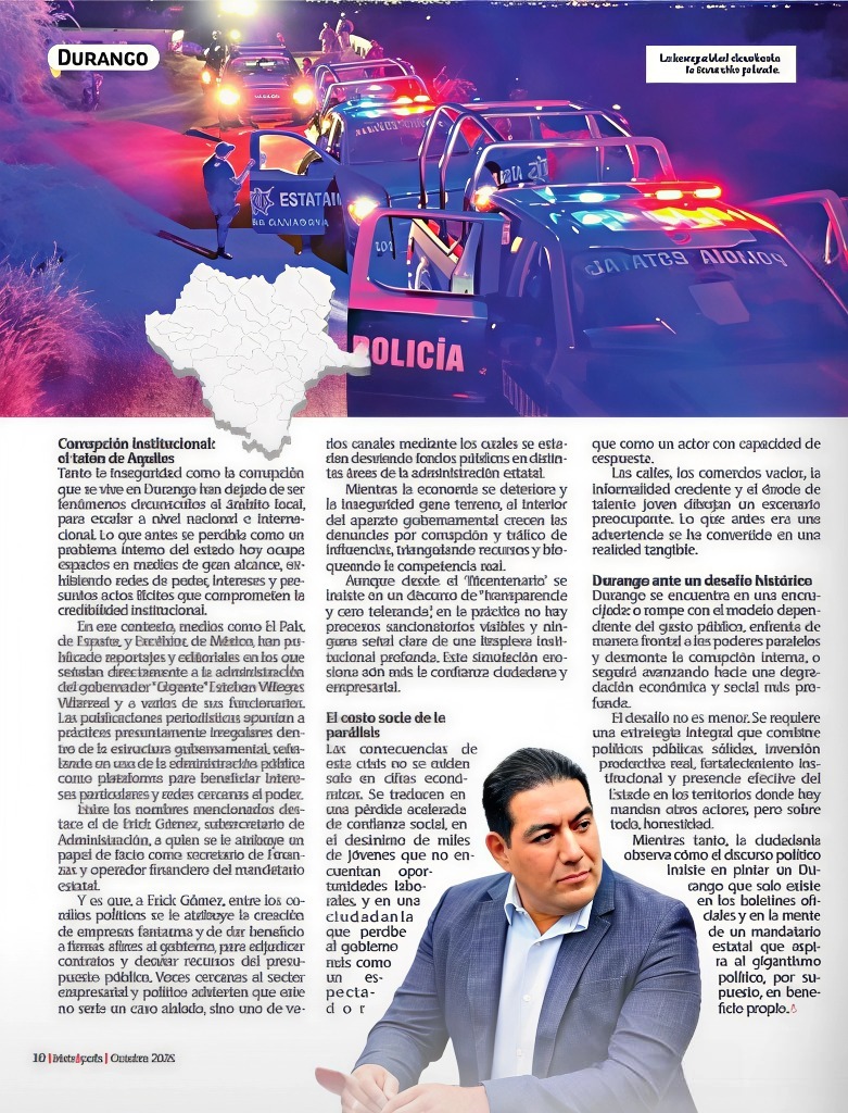 Vic_Montenegro's tweet image. #Durango en crisis: economía detenida, poderes paralelos y gobierno rebasado.
Mi artículo de opinión para la Revista Metrópolis de octubre, editada y publicada desde la Comarca Lagunera. @JulianParraIba 
Aquí el  enlace  a la revista completa.
🔗 calameo.com/read/007426192…