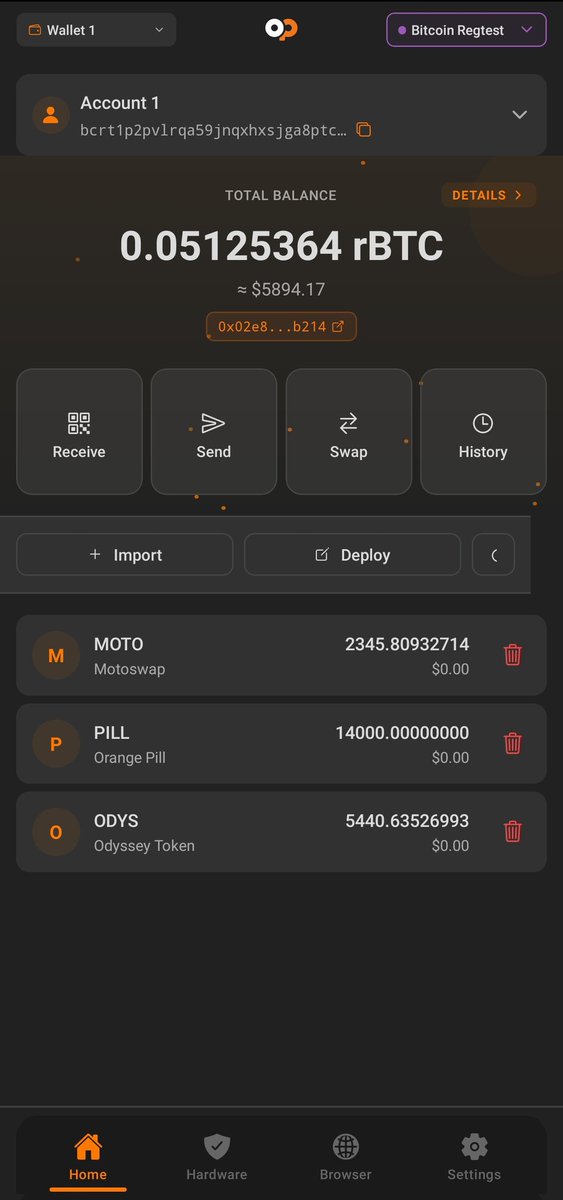 Lugatio_freb55's tweet image. Testing out the OP_WALLET Mobile Pre-Beta 👀
Love how clean it looks and how easy it is to test on regtest mode.
Excited to see how @opnetbtc keeps evolving! 💪
#OPNet #BetaTester #Blockchain