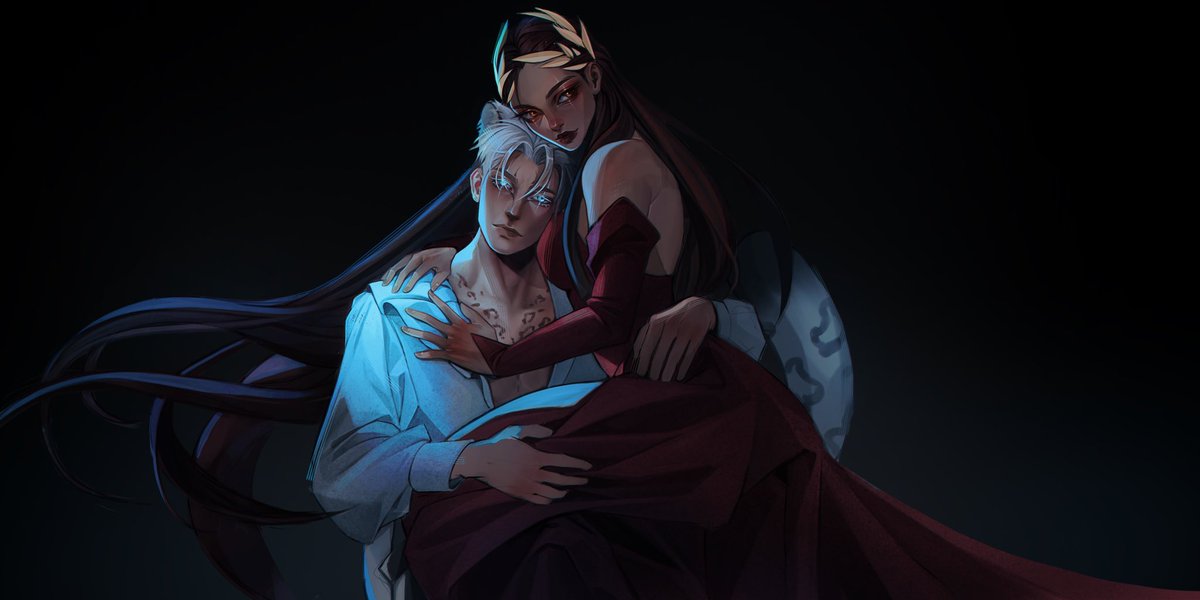 introducing Alesia and Eiran from SPIRIT OF THE DRAKHI❄️🐆🐉

these babes have lived in my brain rent free for a very long time, and <a href="/singuMinklarity/">𝐏𝐥𝐚𝐠𝐠</a> did an amazing job at bringing them to life!!😍