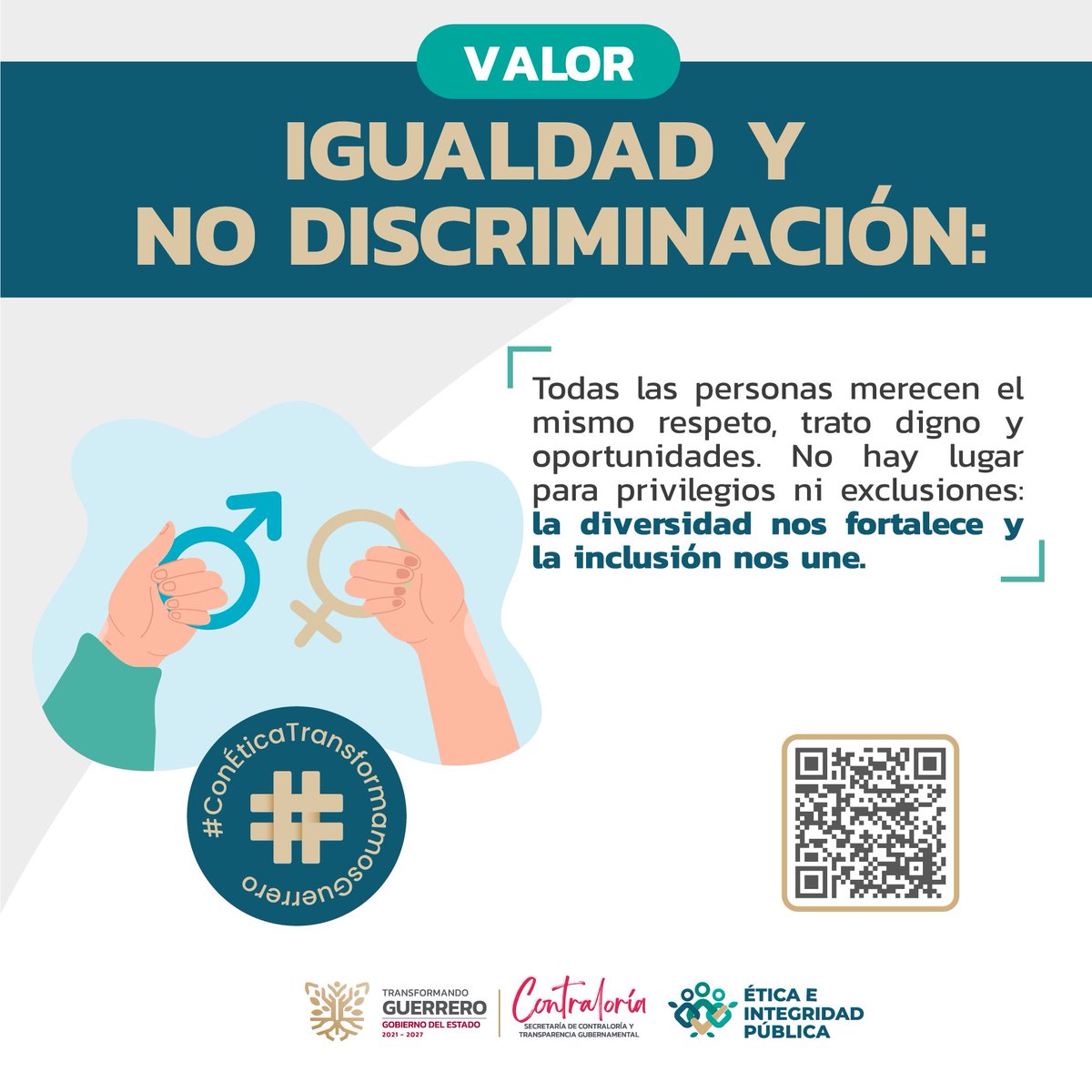 ✨ VALOR DEL MES: Igualdad y No Discriminación ✨
En nuestra institución creemos firmemente que todas las personas merecen el mismo respeto, trato digno y oportunidades.
No hay espacio para los privilegios ni las exclusiones:
💪 La diversidad nos fortalece y la inclusión nos une.