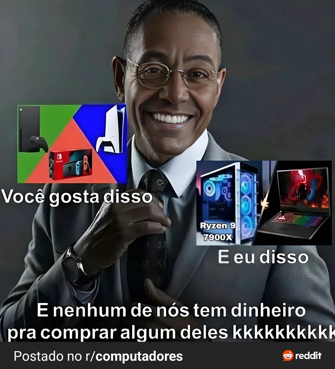 kerberdiego's tweet image. Enfim um meme da guerra de consoles vs PC que representa o brasileirinho