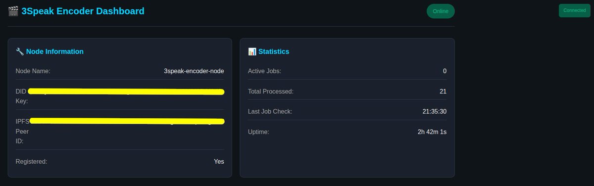 thorkellnft's tweet image. 👀 Un vistazo a mi nodo #3Speak Encoder en acción:
📊 Algunas estadísticas recientes de su desempeño.
💪 Contribuir con un nodo así ayuda a fortalecer #Hive y apoyar a #3Speak 🚀