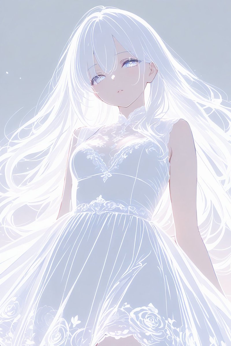 filterpapu's tweet image. 静けさを編む白の髪
夢を抱く瞳は薄紫
レースの花が語るのは
まだ誰も知らぬ物語
空は言葉を持たず
ただ光だけが降りてくる
この瞬間に咲いた存在は
儚くも、永遠に美しい
#AIイラスト #AIart
