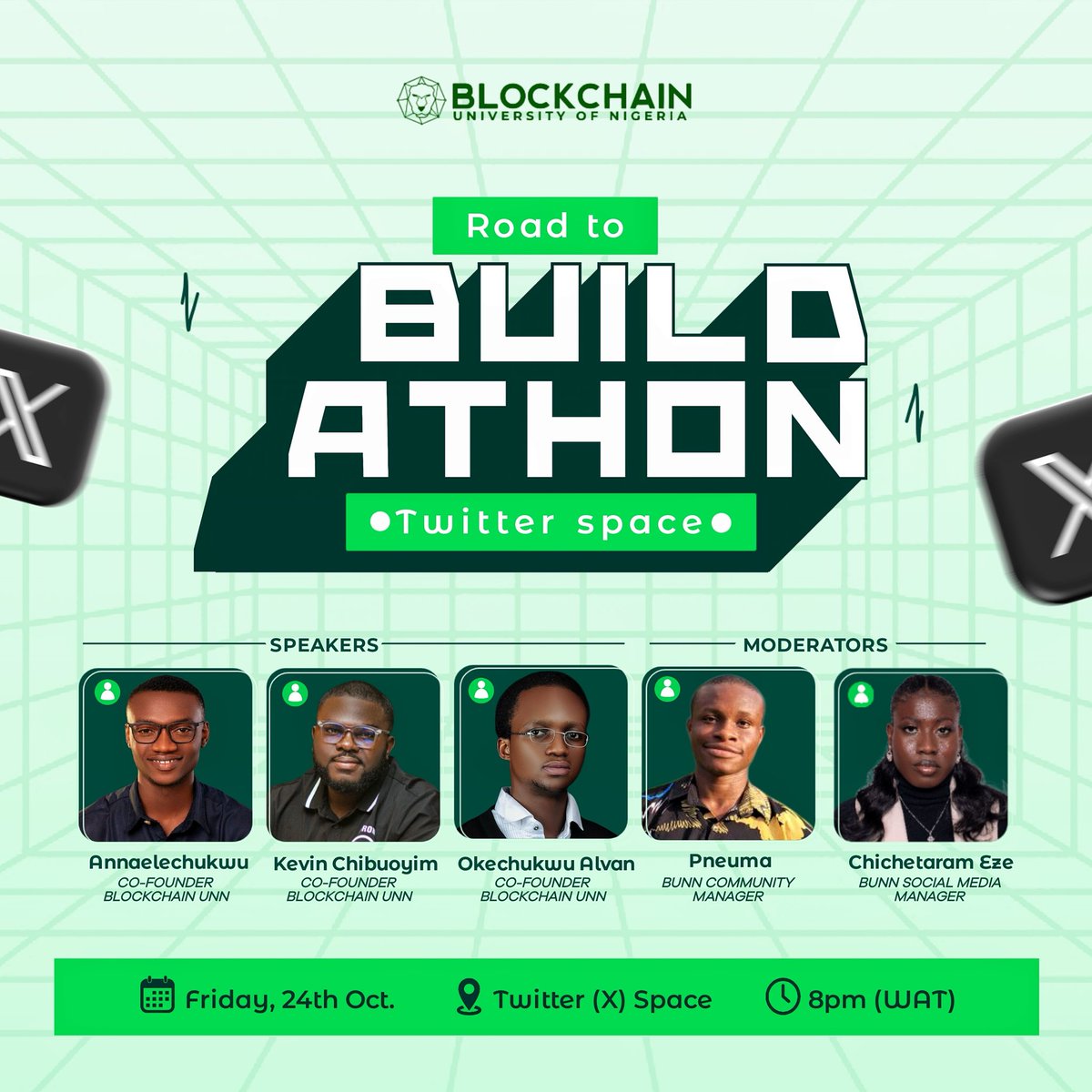 BlockchainUNN's tweet photo. Join the BlockchainUNN Team tomorrow by 8pm WAT on an X Space as we yap on what to expect at Buildathon’25

(Hackathon &amp; Conference). ✳️

Set a reminder here: https://t.co/gHRBya35eH

Don't miss out!🔥 https://t.co/ShHKELxxGL