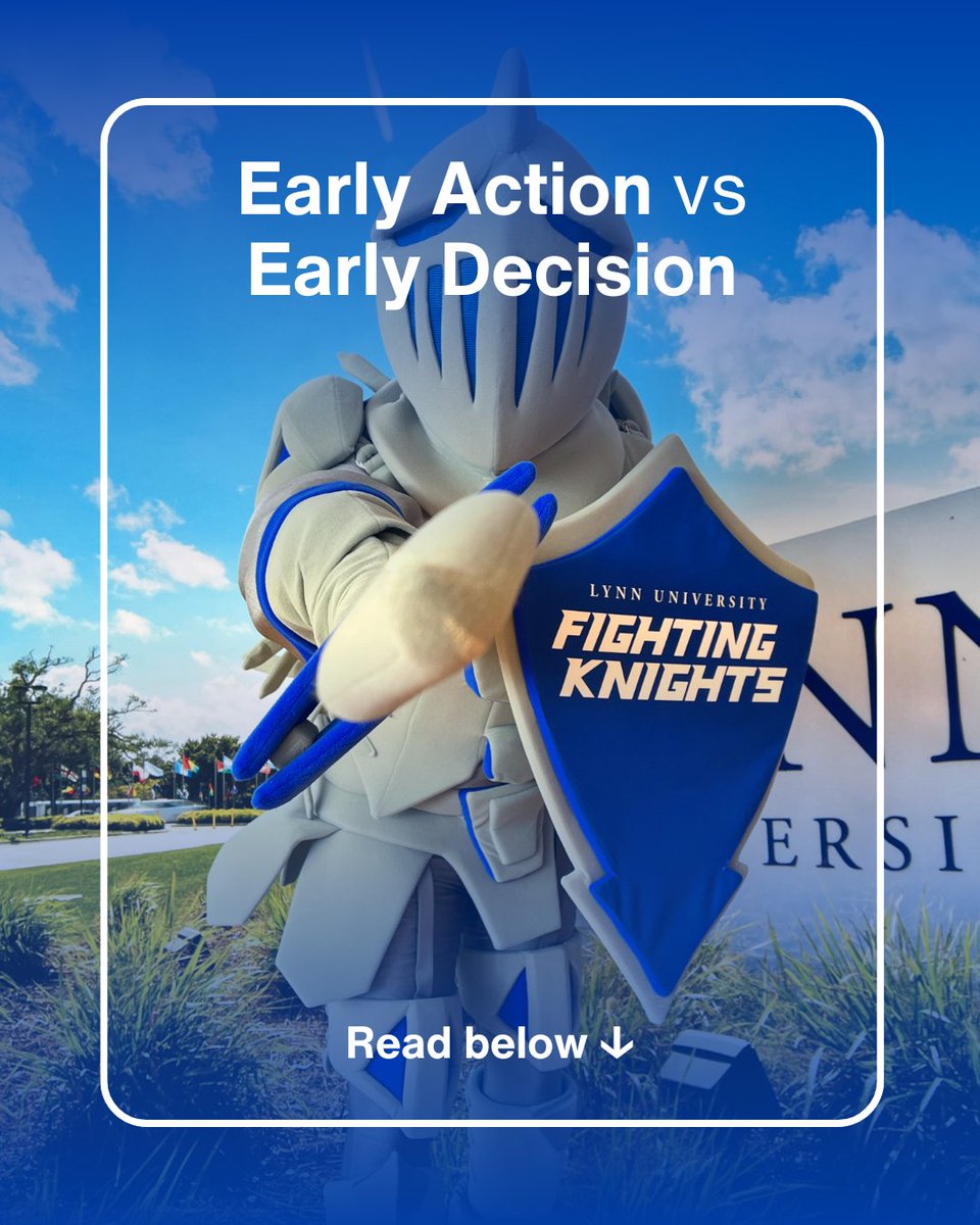 Early Action means you can apply early and get your decision sooner — without having to commit right away. 💫 Early Decision is different — it’s binding, so if you’re accepted, you’re agreeing to attend that school. Apply to Lynn today: ow.ly/cb6850XhaAv #Apply
