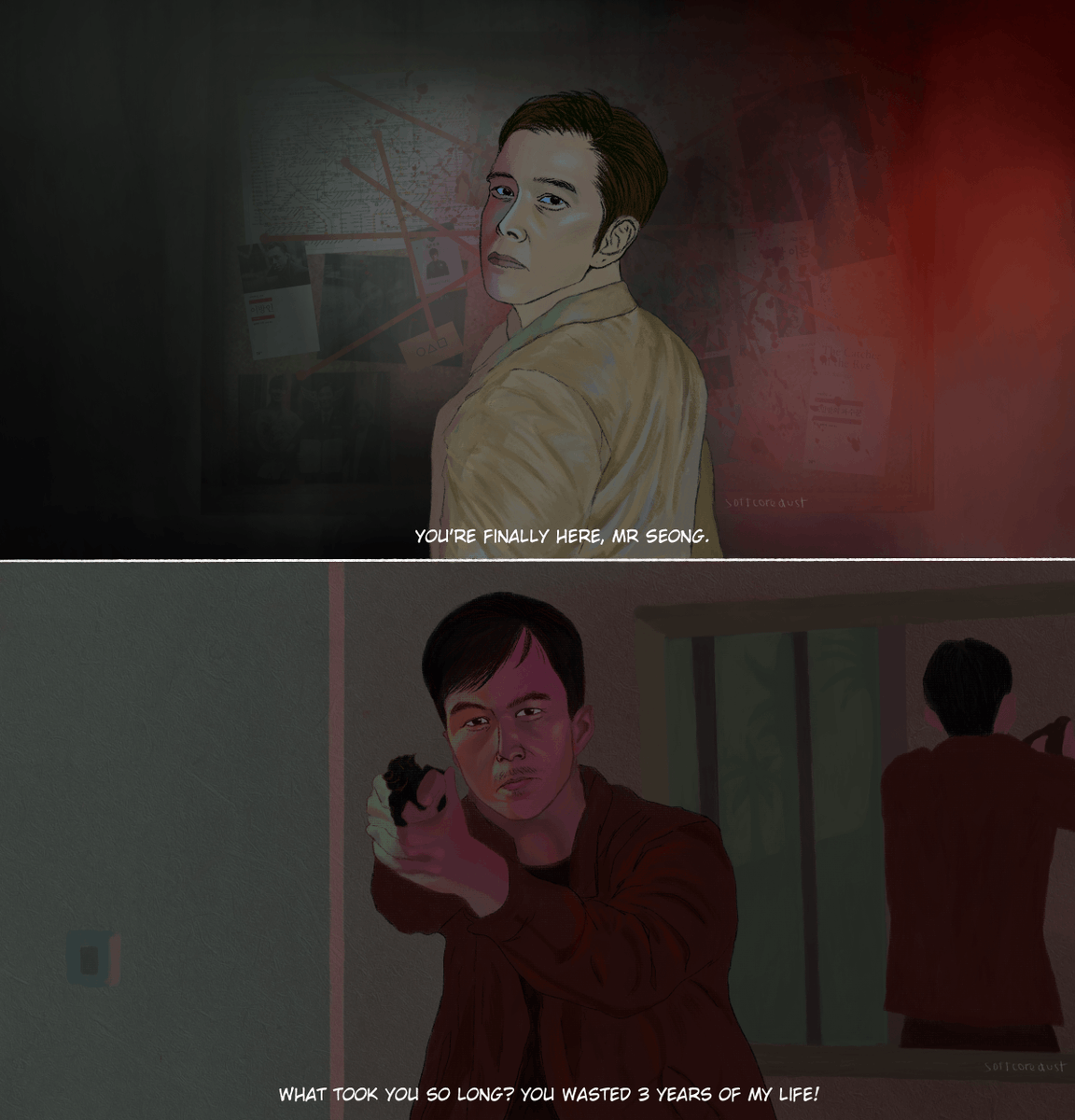 softcoredust's tweet photo. day 13 — mutual stalking  
"do you still dream about me?"
#Inhuntober2025 #GODS2025 #DissonantFrames #inhun #001x456 https://t.co/m9jZALs4ts