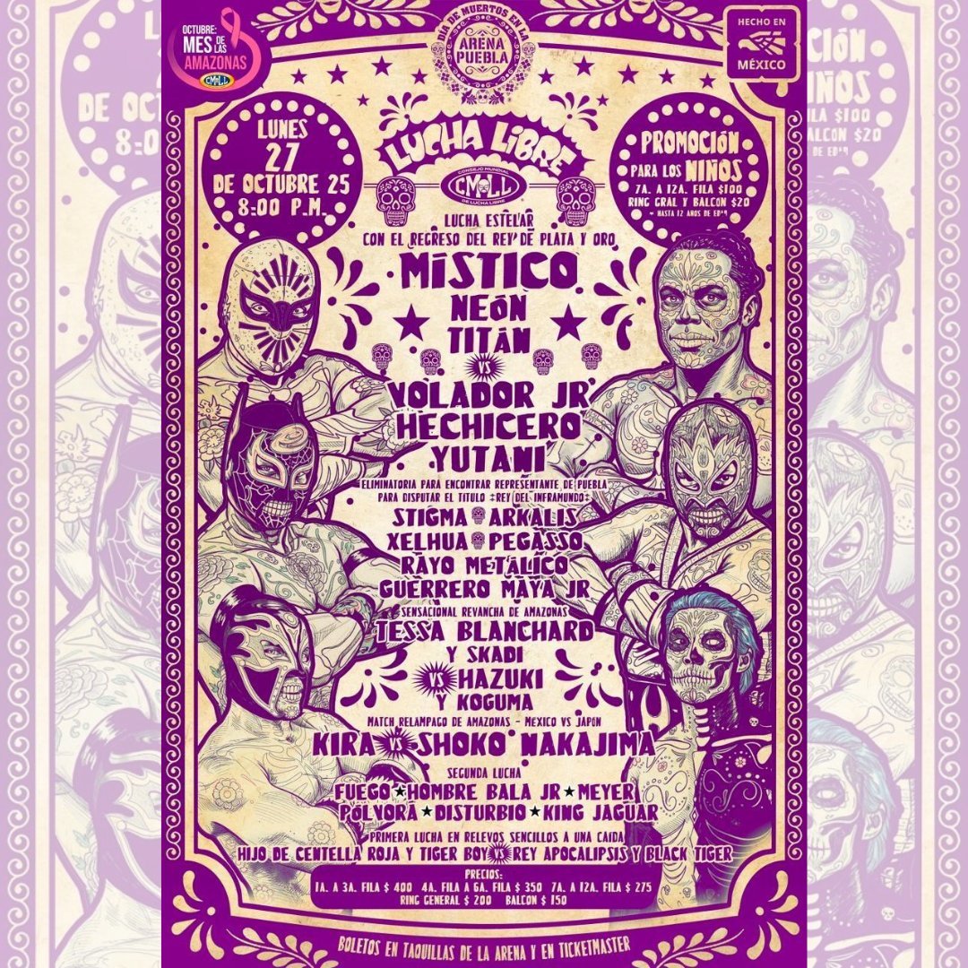 luchablog's tweet image. Puebla lineup hasn't made it to the website yet. Main event Yutani alert.
(Shoko/Kira seems unlikely to make it to TV.)
