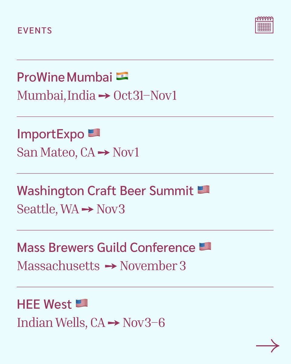 ClaretPlan's tweet image. 🍷 What’s happening in BevAlc this November?

Zinfandel Day, global expos, and a few fun surprises.

✨ Want more BevAlc culture (and supply chain insights)?
Sign up to our newsletter: claret.la/3IXc056

#BevAlc #WineBusiness #DrinkCulture #SupplyChainPlanning