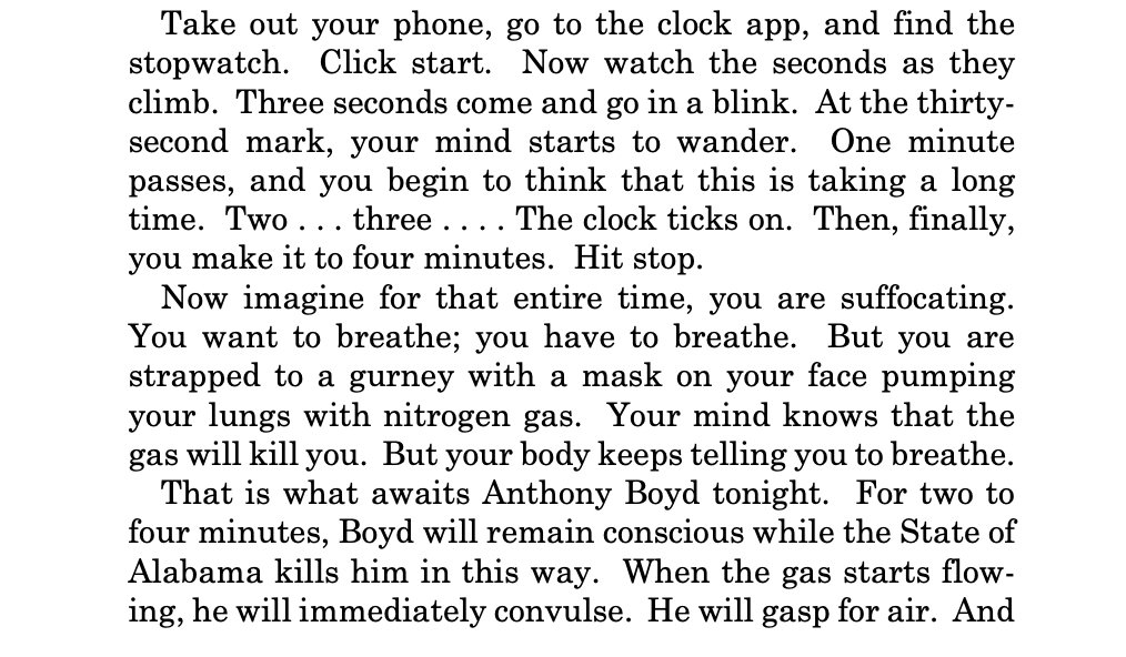 SCOTUS just allowed Alabama's execution of Anthony Boyd:
supremecourt.gov/opinions/25pdf…

Justice Sotomayor wrote this vivid dissent blasting AL for using the method of nitrogen gas.

Lauren Gill's reporting from an AL execution shows you why: boltsmag.org/alabama-nitrog…