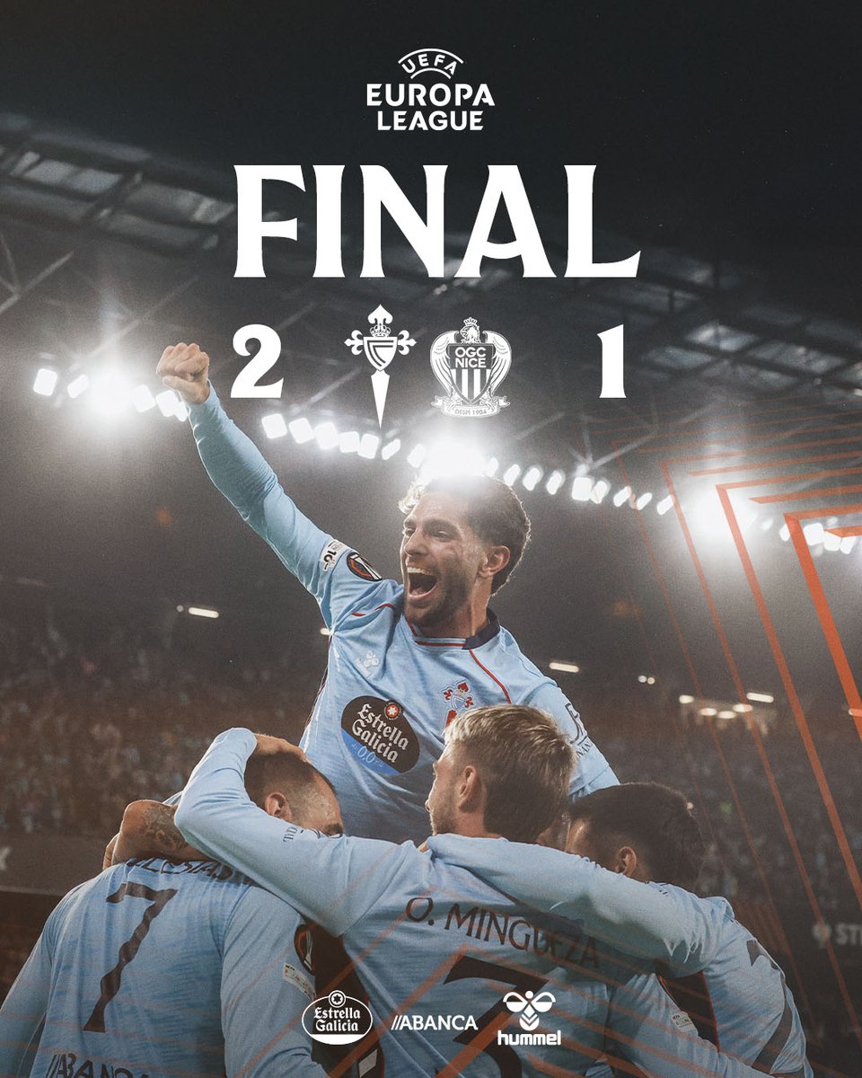🏁 𝗙𝗜𝗡𝗔𝗟 con 𝗩𝗜-𝗧𝗢-𝗥𝗜𝗔 europea!

Tres novos puntos para un equipo que nunca se rende e unha afección espectacular nesta noite máxica en #AbancaBalaídos.

#CLTOGCNice ⋄ <a href="/EuropaLeague/">UEFA Europa League</a>