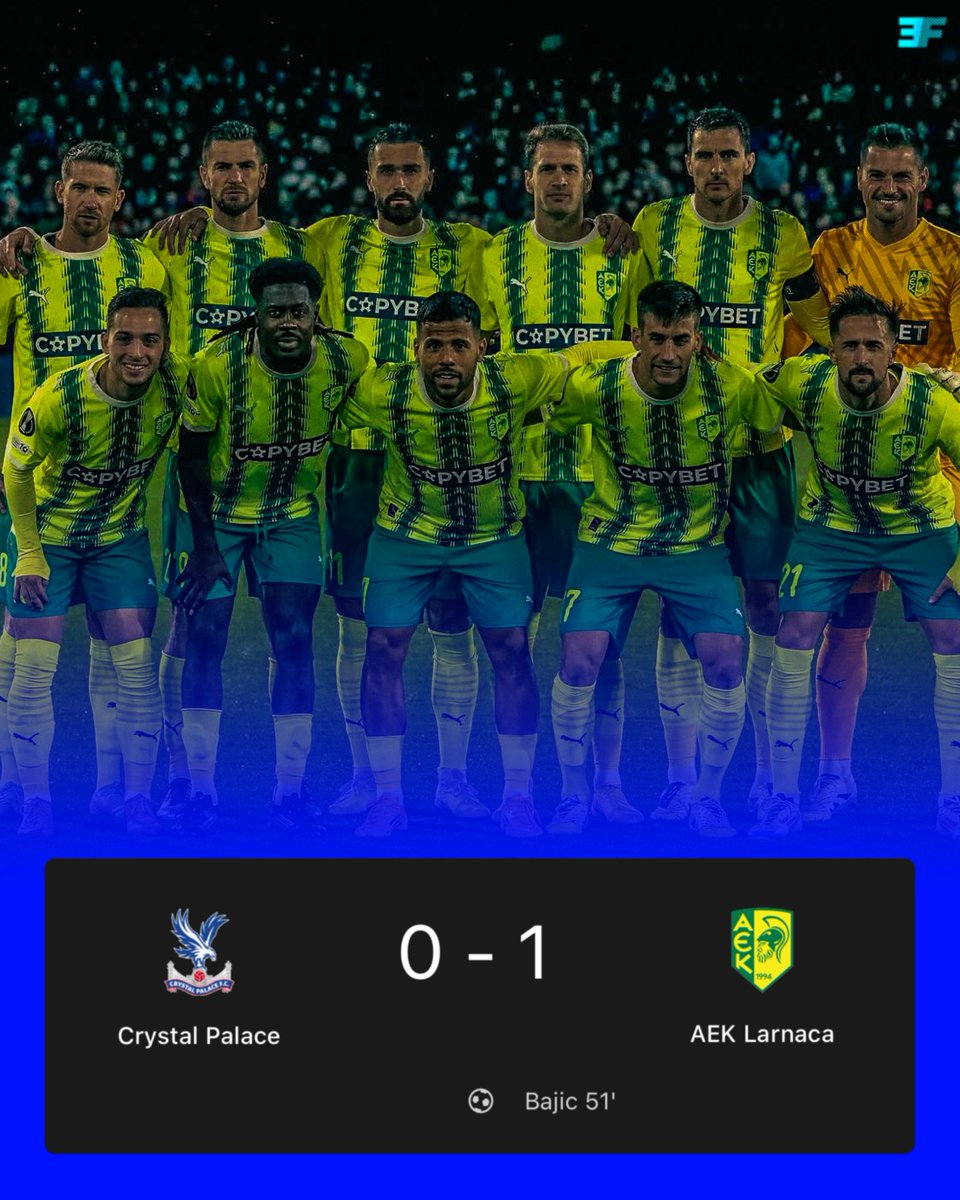 eurofootcom's tweet photo. 🤯🔰 CYPRIOT TEAM AEK LARNACA HAVE BEATEN CRYSTAL PALACE! 🇨🇾 https://t.co/Y8Ohs2kzWG