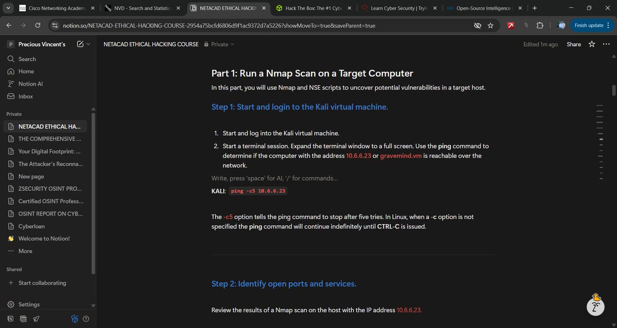 d4rk_intel's tweet image. Lately, I have embrace digital note-taking. Using @NotionHQ has been a good feat as it heighten the practical approach to my course. Would roll this up later into a PDF for future reference - maybe with unification of other essential aspects.
#Cybersecurity #OSINT