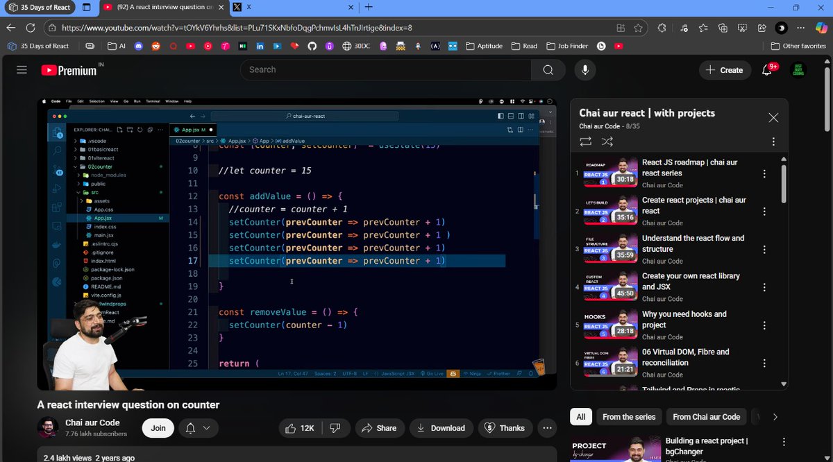 JagrataDeb's tweet image. Day 8 of #35DaysReactChallenge by @Hiteshdotcom &amp;amp; @ChaiCodeHQ 

Complete day 8 of React ✅ 

#React #JavaScript #India #Challenge #Consistency #Development
