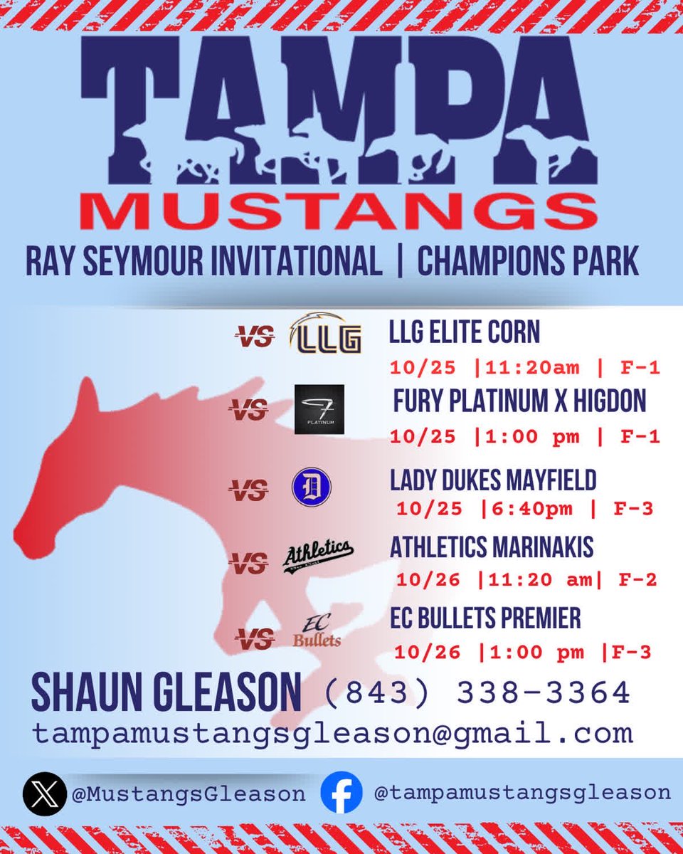 Can’t wait to get on the field this weekend at the Ray Seymour tournament. Come check us out!! <a href="/JMUSoftball/">JMU Softball</a> <a href="/HokiesSoftball/">Virginia Tech Softball</a> <a href="/GoMocsSB/">Chattanooga Softball</a> <a href="/MT_Softball/">Middle Tennessee Softball</a>  <a href="/UNASoftball/">North Alabama Softball</a> <a href="/MustangsGleason/">Tampa Mustangs Gleason 16U</a>