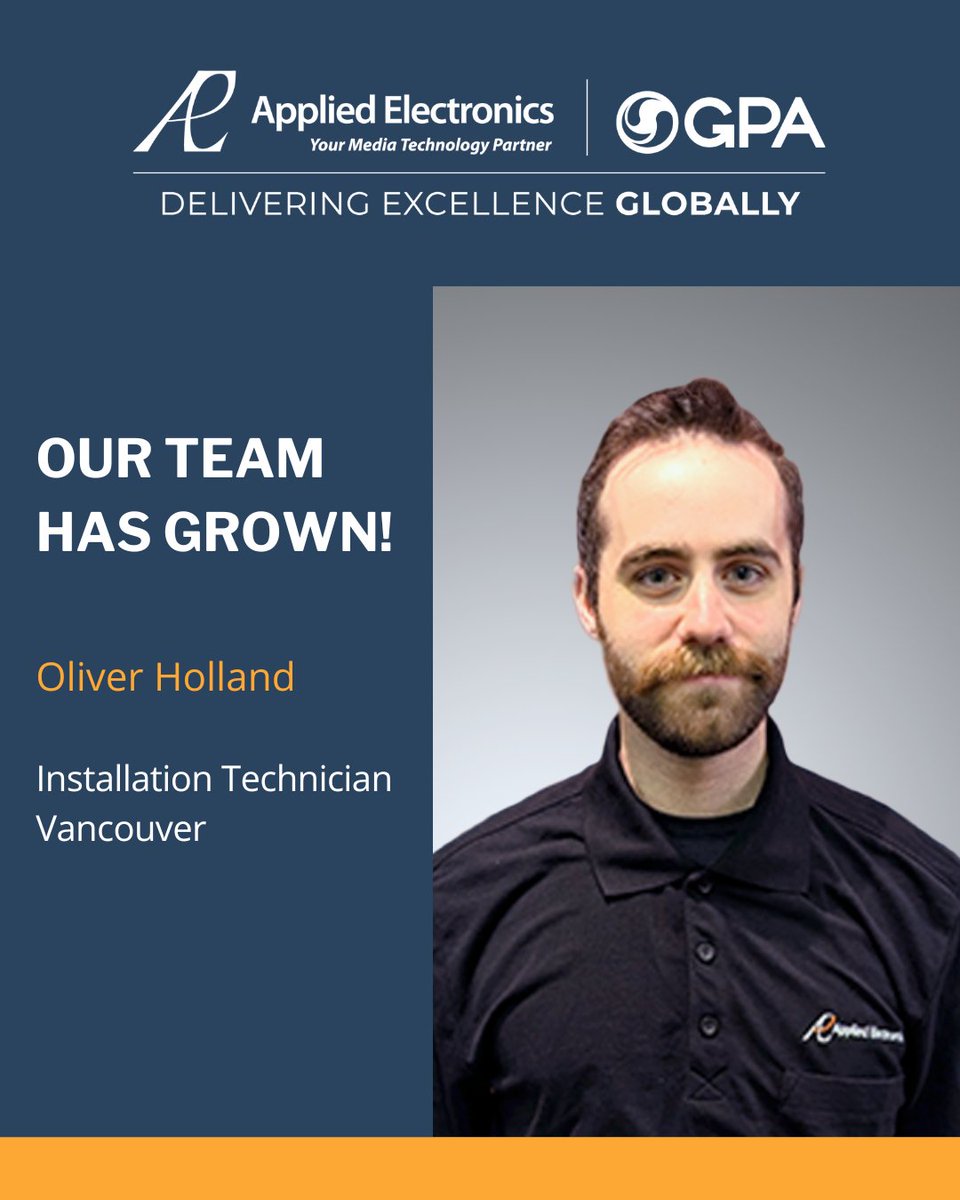 Applied_tweets's tweet image. We want to give a warm welcome to Oliver Holland to our Vancouver team! 🌟
👏We’re excited to have him on board and look forward to seeing him become an integral part of our growing team out west.

#WelcomeToTheTeam #AppliedElectronics #TeamVancouver #AppliedFamily