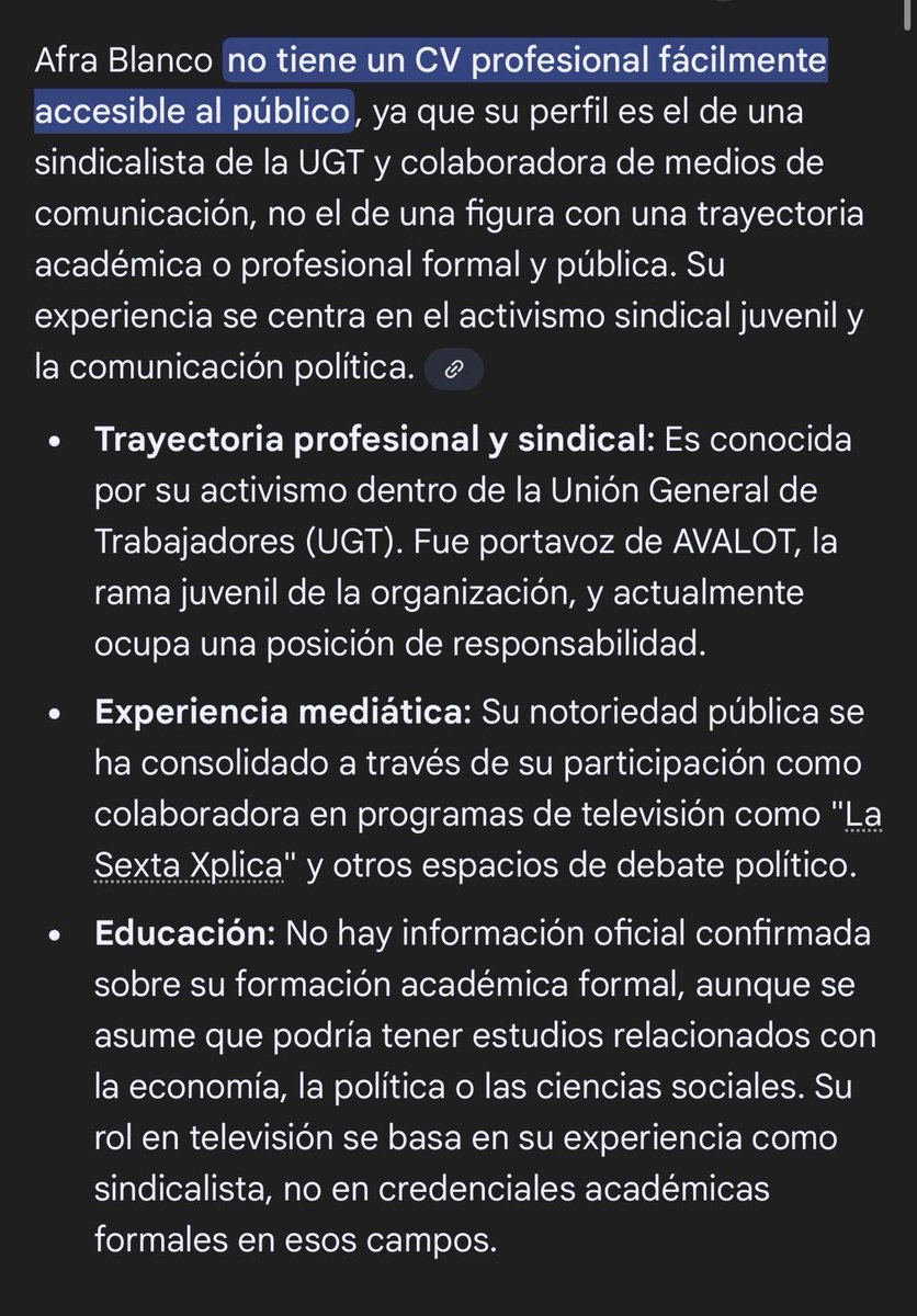 Querida <a href="/AfraBlanco/">Afra BR</a> , me preguntas de quién cobro? Tú? Que has vivido toda tu vida del club de los comegambas..

Eres una mercenaria más de @psoe y su club de la petanca.

Cuando quieras abrir el melón de cuantos inmigrantes realmente vienen a aportar a este país sin tirarte de