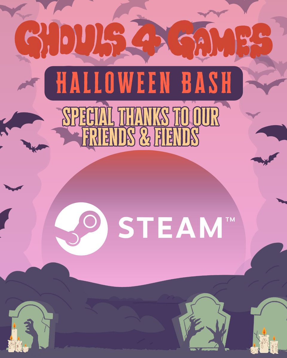 Witch better partner to have at Ghouls 4 Games than the ooky--dooky-cooky-spooky @STEAM 👻

Trick or treating time!
📅 October 24th, 2025
🕘 12PM PT / 3PM ET / 8PM GMT

#Dames4Games &amp; #Ghouls4Games2025 &amp; #WomenInGaming &amp; #IndieGameDevs