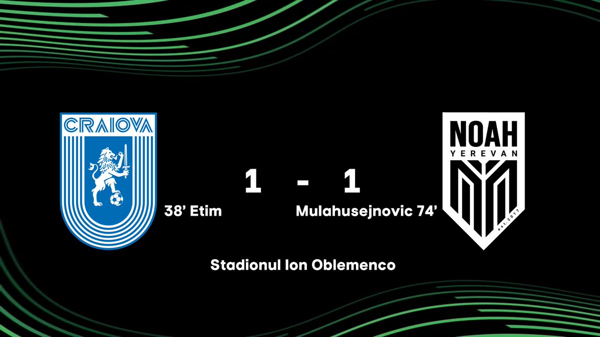 🤝 Points are shared in Craiova. Very solid performance against a top 3 Romanian team. 

Well played and good luck to our Romanian brothers for the rest of the competition. 🇦🇲❤️🇷🇴

UP THE ARK! 🤍🖤 #UECL #ConferenceLeague